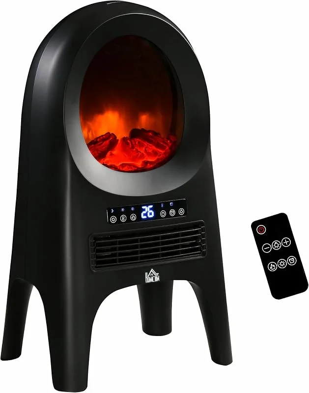 HOMCOM Camino Elettrico PTC 3 Modalità 1000W, 2000W 33.7x25.5x60.4 cm Nero — Riscaldamento