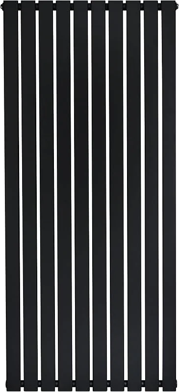 Radiatore Piatto a Colonna Singola 1600 x 700 mm Verticale Design Moderno Acciaio al Carbonio Riscaldamento Centrale Nero Opaco con Kit Fissaggio e Spazzola