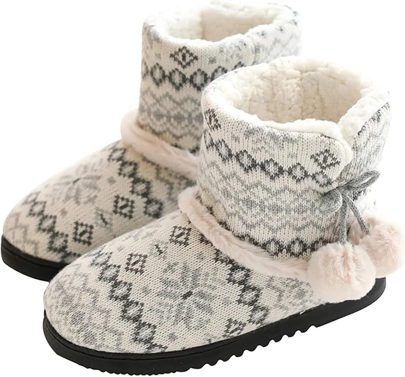 DimaiGlobal Inverno Pantofole da Casa Morbido Antiscivolo Scarpe Caldo Peluche Ciabatte Cotone Scarpe Casa Pattini per Donna Uomo Interne Esterno Stivaletto con Pom Poms — Abbigliamento riscaldato