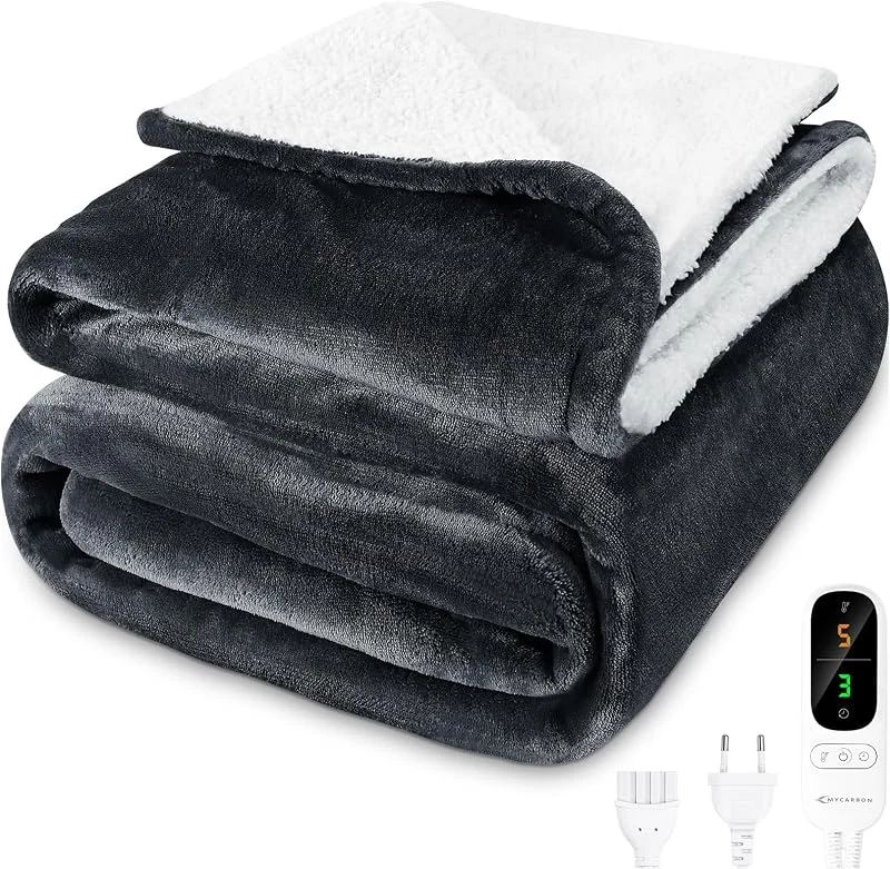 MYCARBON Coperta Elettrica 180x160cm Lavabile, 6 Livelli di Temperatura — Riscaldamento