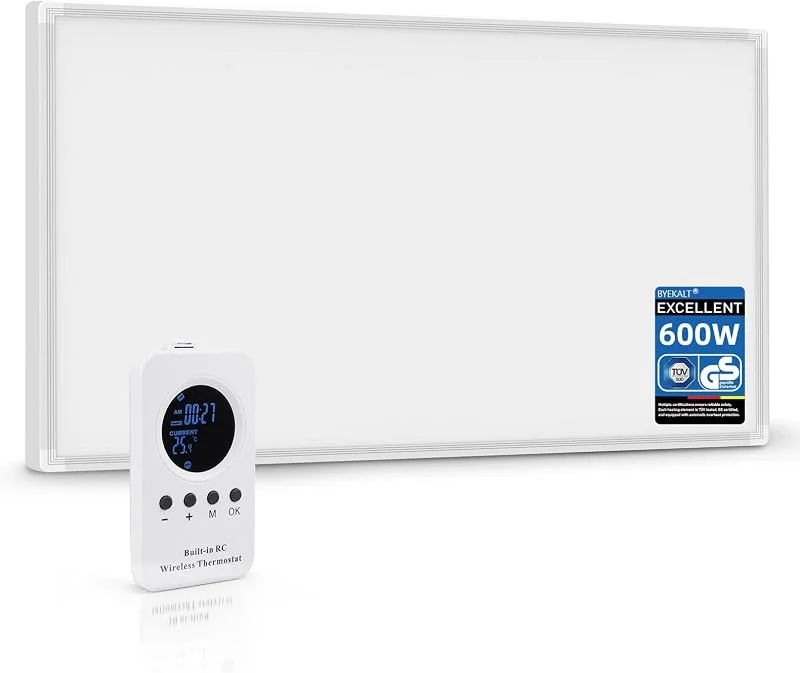 Pannello Radiante Infrarossi 600W, Stufetta Elettrica, Termostato — Riscaldamento