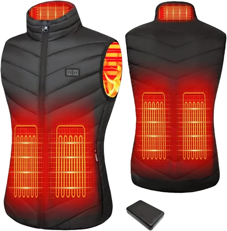 Mincoo Gilet Riscaldabile per Uomo e Donna, Gilet Riscaldato USB con Batteria da 5 V 10000 mAh, Giacca Calda Invernale per Escursionismo, Caccia, Moto — Abbigliamento riscaldato