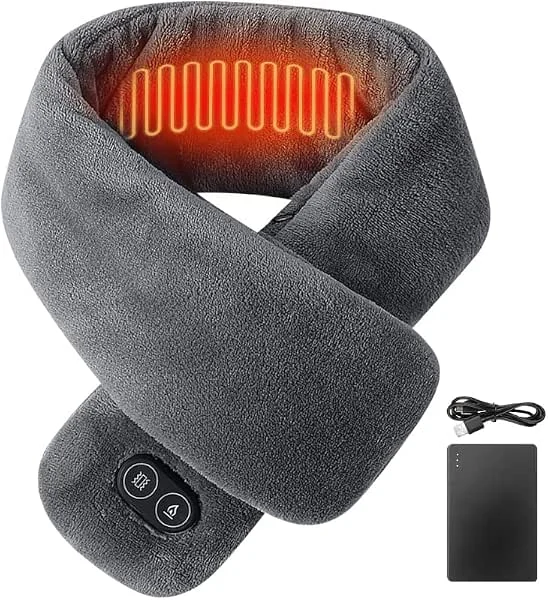Sciarpa riscaldata con power bank, 5000 mAh, lavabile, cuscino riscaldante per il collo con 3 livelli riscaldati e funzione di massaggio, caldo e confortevole, per donne e uomini, sollievo dal dolore — Abbigliamento riscaldato