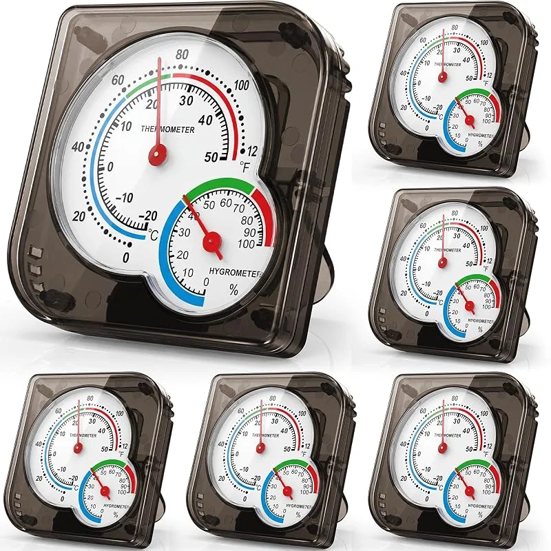 Kathfly 6 mini termometri e igrometro per interni e misuratore di umidità, temperatura e monitor con puntatori, per casa, cucina, stanza di piantagione (nero) — Umidificatore