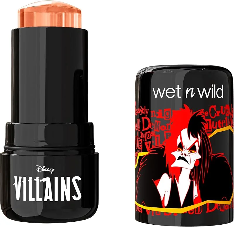 Wet n Wild x Disney Villains Extreme Evil Jelly Blush, Blush in Gel Modulabile e Illuminante, Finish Dewy Glow - Ispirato a Crudelia De Mon, Vain — Trucco