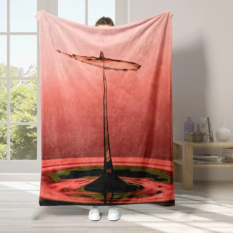 Gocce d'Acqua Coperta di Flanella 220x240cm, Rosa Blanket Morbido Caldo e Confortevole, Modello di Copert con Stampa 3D, Adatto a Tutte le Stagioni — Riscaldamento