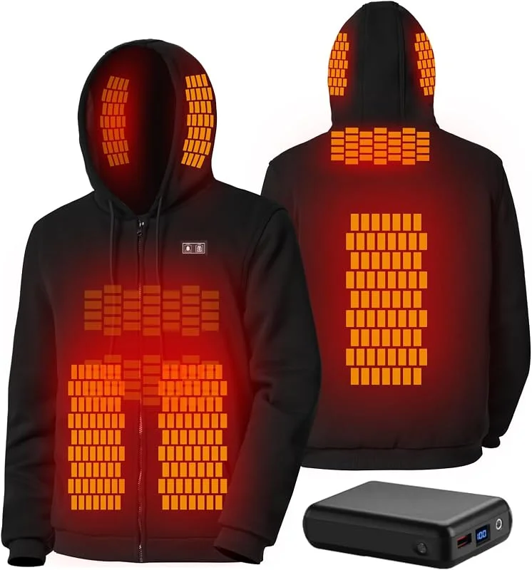 Felpa Riscaldata Uomo Donna con Batteria 16000mAh, 6 Zone — Abbigliamento riscaldato