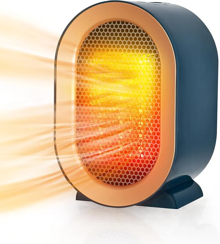 Stufetta Elettrica Basso Consumo, Stufa Bagno, Termoventilatore Ceramico 800, 1200W, Protenzione Anti-surriscaldamento e Ribaltamento, 2 Impostazioni di Calore, dormitorio a risparmio energetico