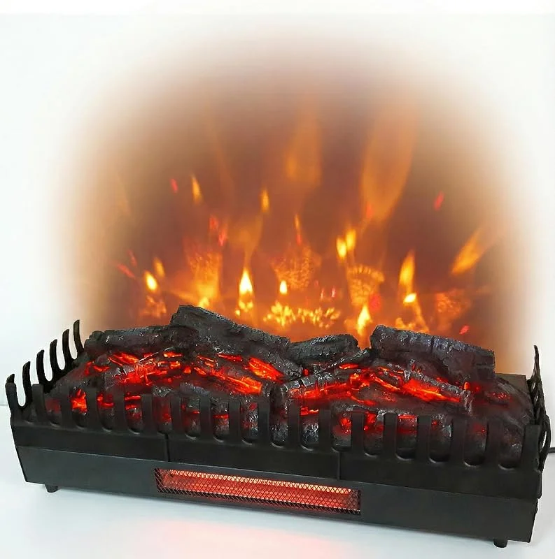 CHEMIN'ARTE Camino elettrico con Effetto Fiamma XL - LED - Legno Sintetico - 67 x 23 x 24 cm - Fuoco Elettrico - Riscalmento 2000W — Riscaldamento