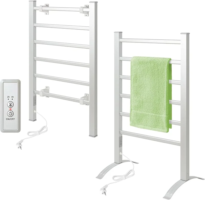 Todeco Scaldasalviette Elettrico Bagno 6 Barre Timer 90x53x35, 5 cm — Riscaldamento