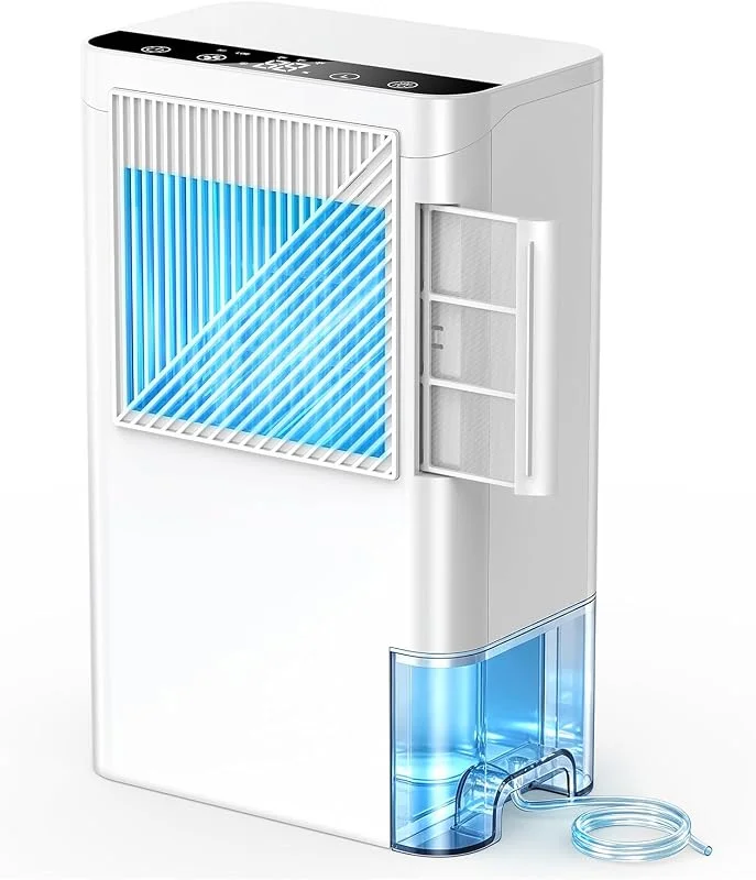 Deumidificatori per la casa, piccolo deumidificatore rotativo da 2000 mq con tubo di scarico, serbatoio dell'acqua da 2, 5 l, deumidificatore silenzioso per cantina, camera da letto, bagno, camper