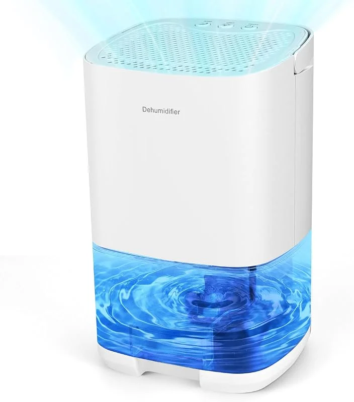 Dreamhigh® Deumidificatore Elettrico, 1L, Ideale per Bagno, Cantina, Camera da Letto, 350ml, Giorno, 25m², Bianco-2, CSJ09