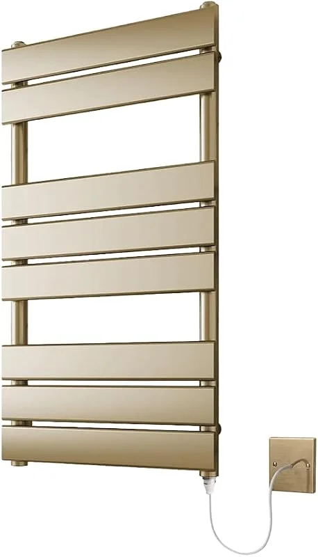 Richmond - Scaldasalviette elettrico in ottone spazzolato, 400 x 800 mm — Riscaldamento