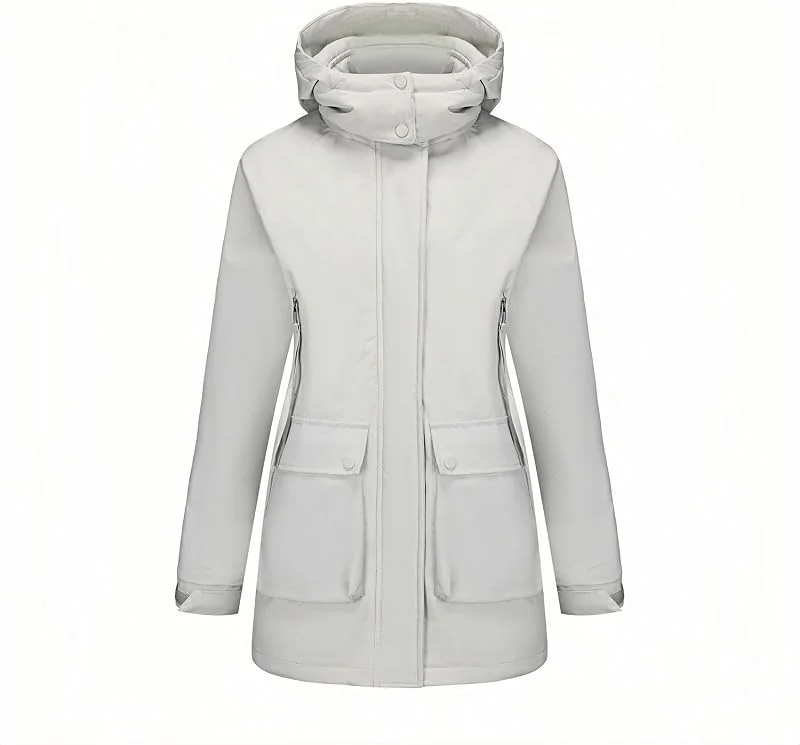 Giacca leggera da donna, antivento, impermeabile, con tasche, per uso quotidiano, attività all'aperto, escursioni — Abbigliamento riscaldato