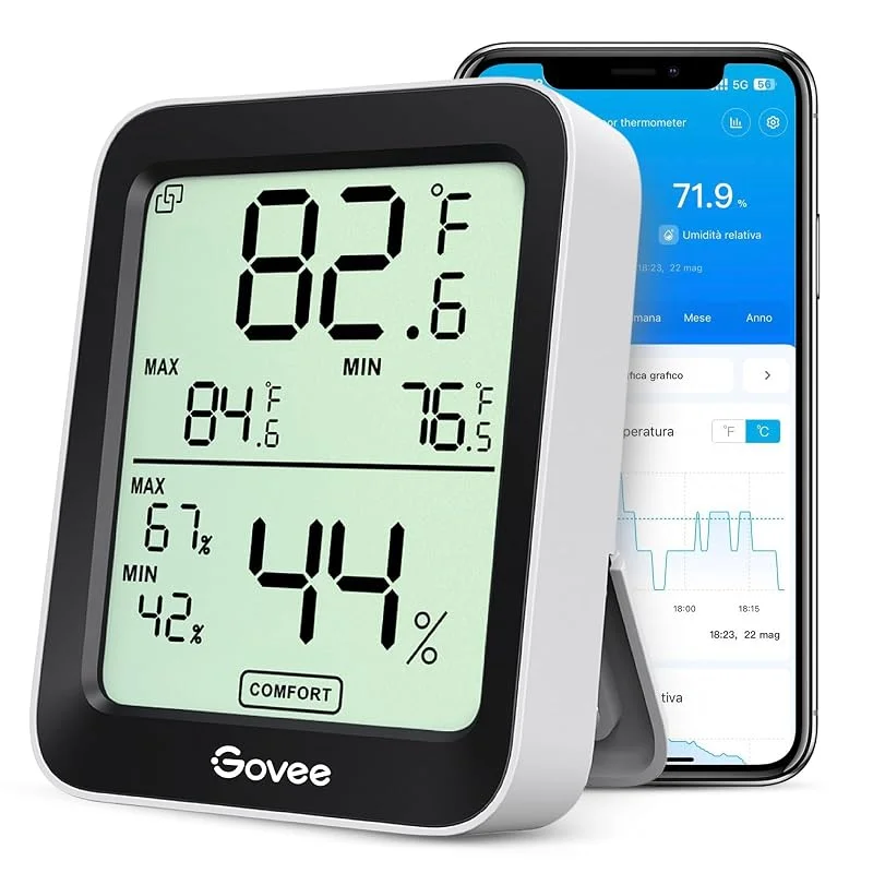 Govee Igrometro Termometro Bluetooth Interno con Avvisi App — Umidificatore