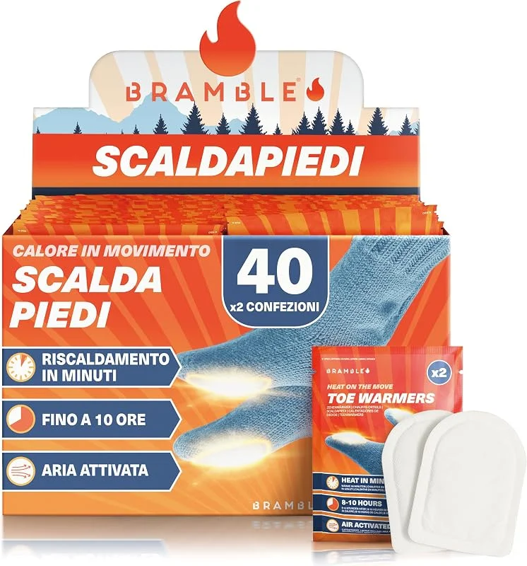 Bramble – Scaldapiedi adesivi – Toppe adesive ultra sottili per scarpe e stivali – calore attivato dall'aria, inodore – fino a 10 ore di calore — Riscaldamento