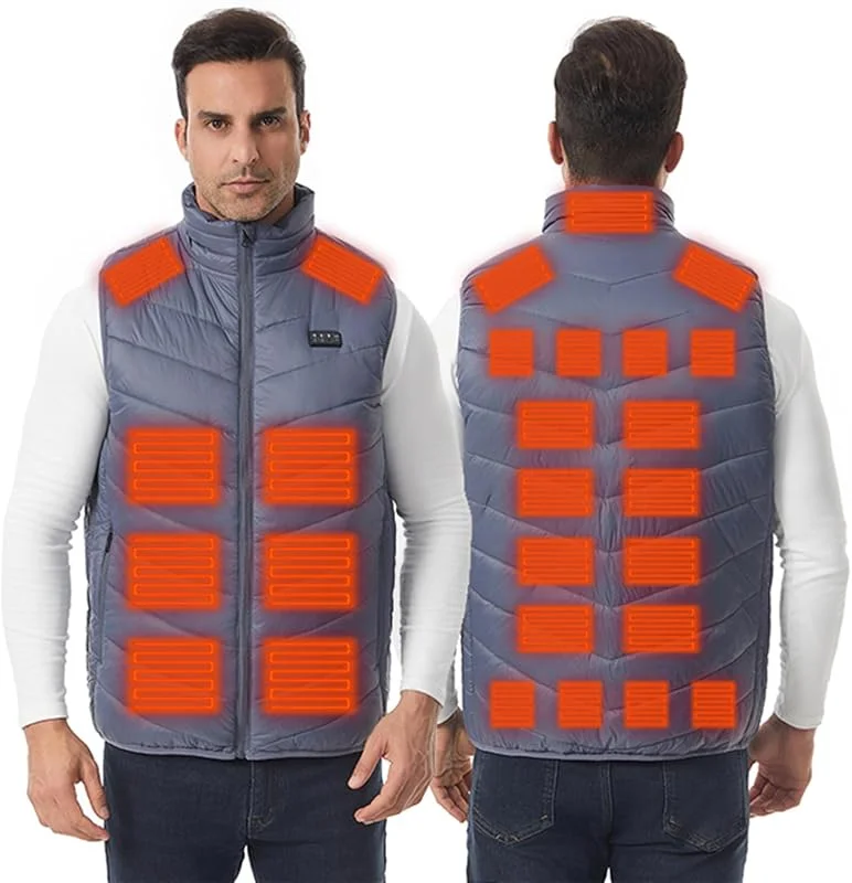 Gilet Riscaldato Uomo Donna in Nylon Termico Costante con USB Piumino Riscaldate Anziani Senza Maniche 100 Grammi Smanicato Riscaldata Imbottita Trapuntata per Sci Caccia Moto Pesca Trekking Bici — Abbigliamento riscaldato