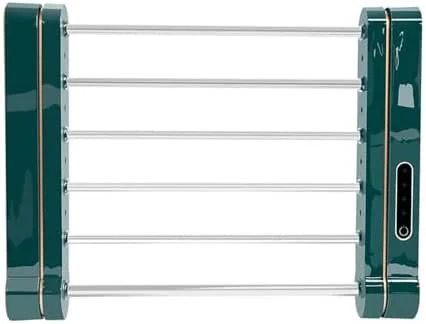 Scaldasalviette Elettrico Intelligente Pieghevole Senza Fori per Bagno, asciugabiancheria temporizzato Nero, scaldasalviette in Fibra di Carbonio (Verde) — Riscaldamento
