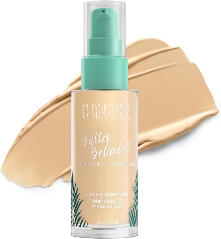 Phisicians Formula, Murumuru Butter Believe It! Foundation + Concealer, Fondotinta Cremoso e Concealer per una Brillantezza Radiante, Con Burro di Murumuru, Cupuaçu, e Tucuma, Tonalità Fair — Trucco