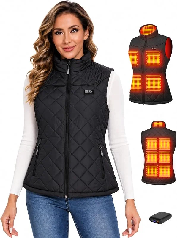 Gilet Riscaldato Donna 7, 4 V con Batteria 16000 mAh，11 Zone Gilet Elettrico — Abbigliamento riscaldato
