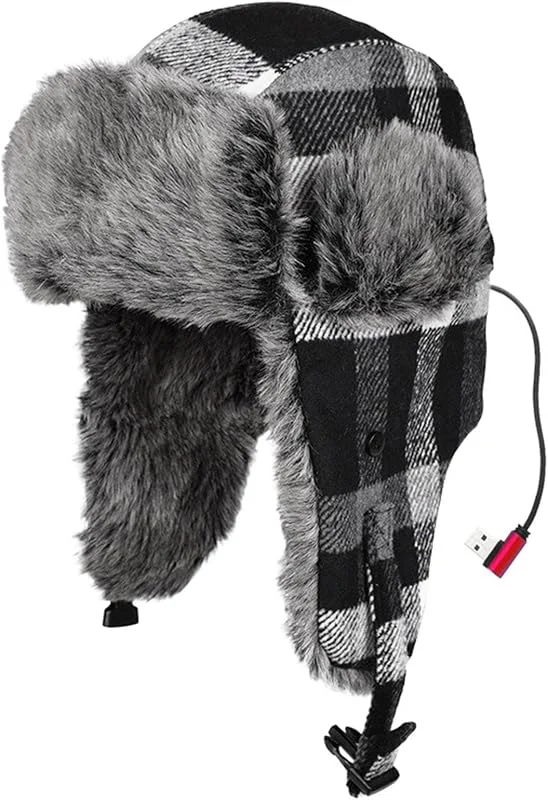 Ushanka - Cappello riscaldante con USB, in peluche a tre impostazioni, per ciclismo, passeggiate, pendolari, pesca, uomini, donne, adolescenti, lui e lei — Abbigliamento riscaldato