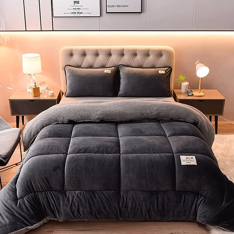Agnello Cashmere E Velluto Tessuto Di Lana Caldo Inverno Trapunta Addensare Queen Size Piumino, Piumone Trapunta, Piumino Matrimoniale Invernale, 150x200cm(2kg) — Riscaldamento