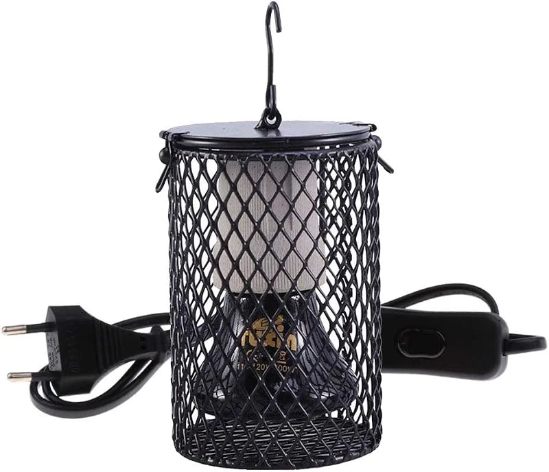 POFET Lampada riscaldante in Ceramica per rettili con Protezione, Illuminazione del riscaldatore Supporto per Lampadina a infrarossi per Rettile con Supporto Anti-Caldo Gabbia Spina UE, 75W — Riscaldamento