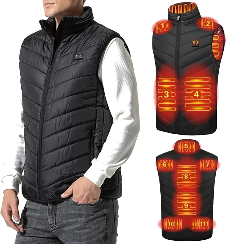 Gilet riscaldato con USB, giacca riscaldata per uomo, donna, lavabile, con 3 impostazioni di calore, gilet termico per moto, pesca, sci — Abbigliamento riscaldato