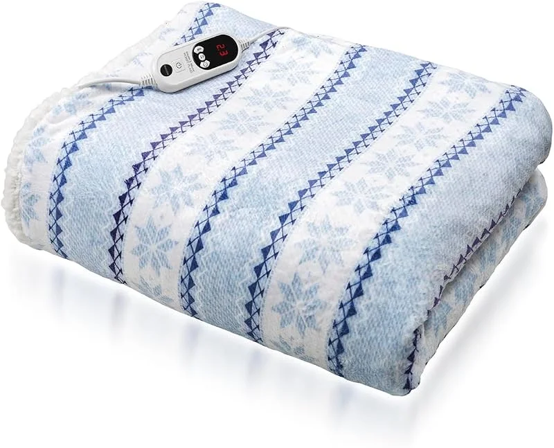 MACOM Plaid Riscaldabile con Comoda Tasca per i Piedi – Morbido Tessuto 180x120, Riscaldamento Rapido a Basso Consumo, 9 Temperature con Timer, Lavabile in Lavatrice – Enjoy & Relax 943 Morby Plaid