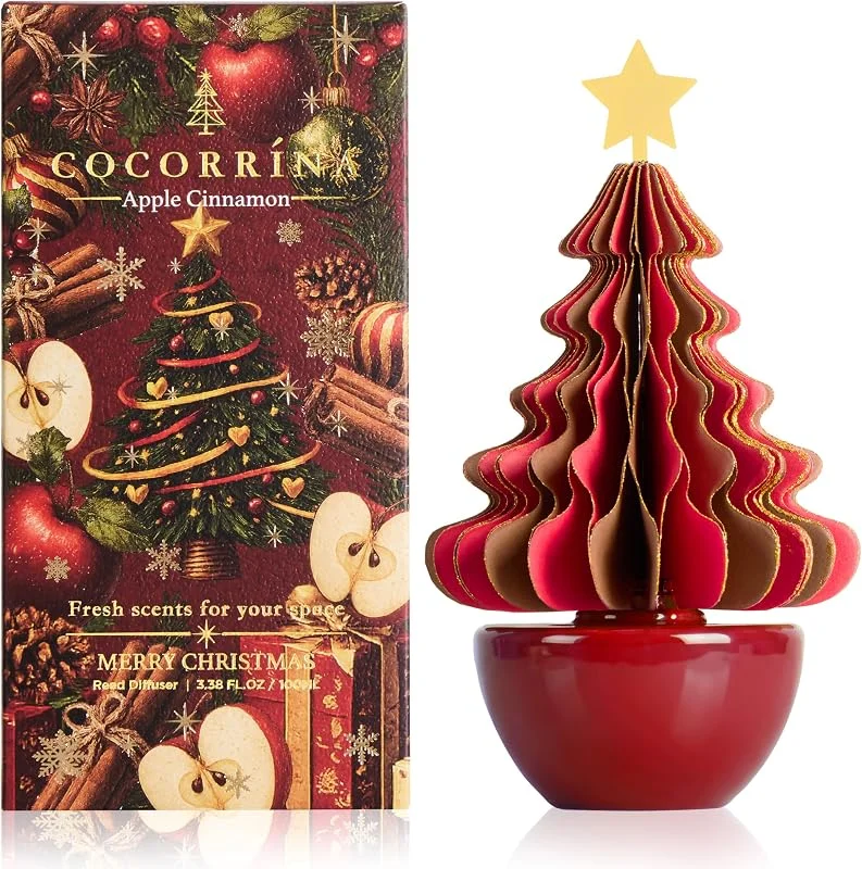 COCORRÍNA Diffusore di Profumo per Ambiente 100ml, Apple Cinnamon, con Albero di Natale Decorativo, Decorazione Natalizia e Idea Regalo — Casa e cucina