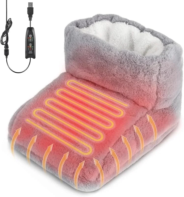 Scaldapiedi Elettrico, USB Scaldapiedi elettrico, Scaldapiedi Elettrico Piedi, 3 Livelli di Temperatura, per terapia del calore, riscaldamento dei piedi(Grigio)