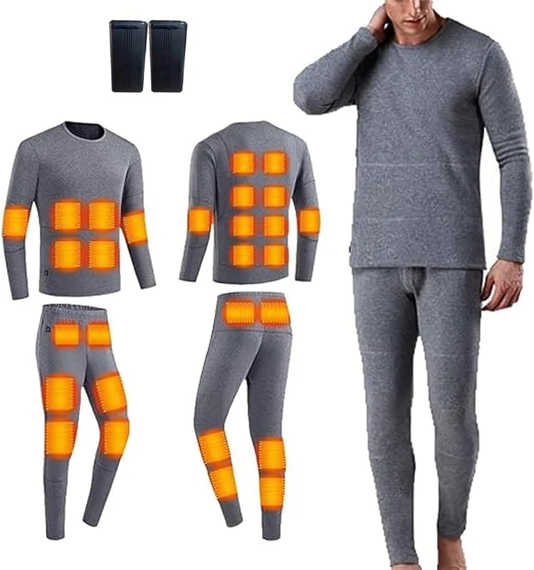 Intimo Termico riscaldato da Uomo con Power Bank, 28 Zone, for Sport all'Aria Aperta(Grey, XL) — Abbigliamento riscaldato