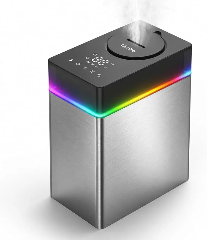 Livatro Umidificatore ultrasonico 10 L, serbatoio inox, nebbia fredda, nero