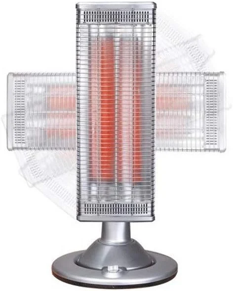 EFFE Stufa Torre al Carbonio k260, Rotazione in verticale 180°, 2 Livelli di Potenza 600, 1200W, Interruttore di Sicurezza antiribaltamento, Alimentazione 220-240V - 50 Hz — Riscaldamento