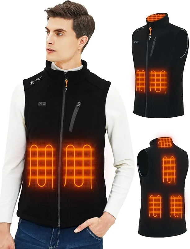 Gilet Riscaldato in Pile per Uomo Batteria 10000mAh Heated Fleece Vests — Abbigliamento riscaldato