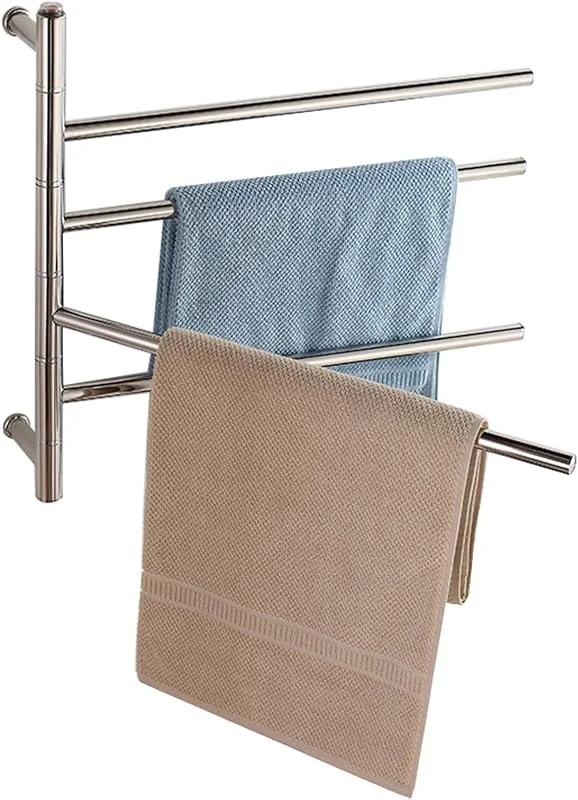 Scaldasalviette Elettrico Girevole da Parete per Bagno, scaldasalviette Elettrico salvaspazio con Spina — Riscaldamento