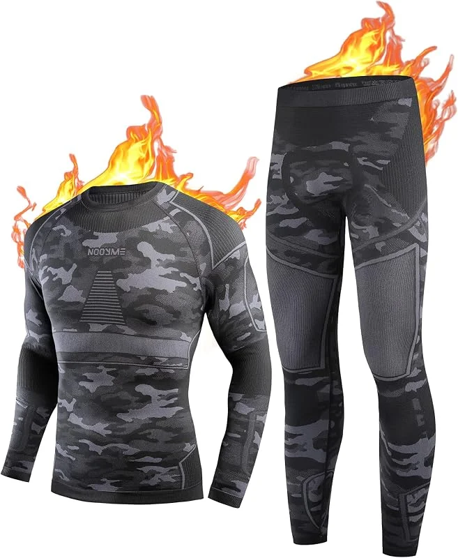 NOOYME Intimo Termico Uomo Traspirante Asciugatura Rapida Set Termica Uomo per L'attività all'Aria Aperta Ideale per Sci Pesca Alpinismo Ciclismo Allenamento Corsa Autunno Inverno — Abbigliamento riscaldato