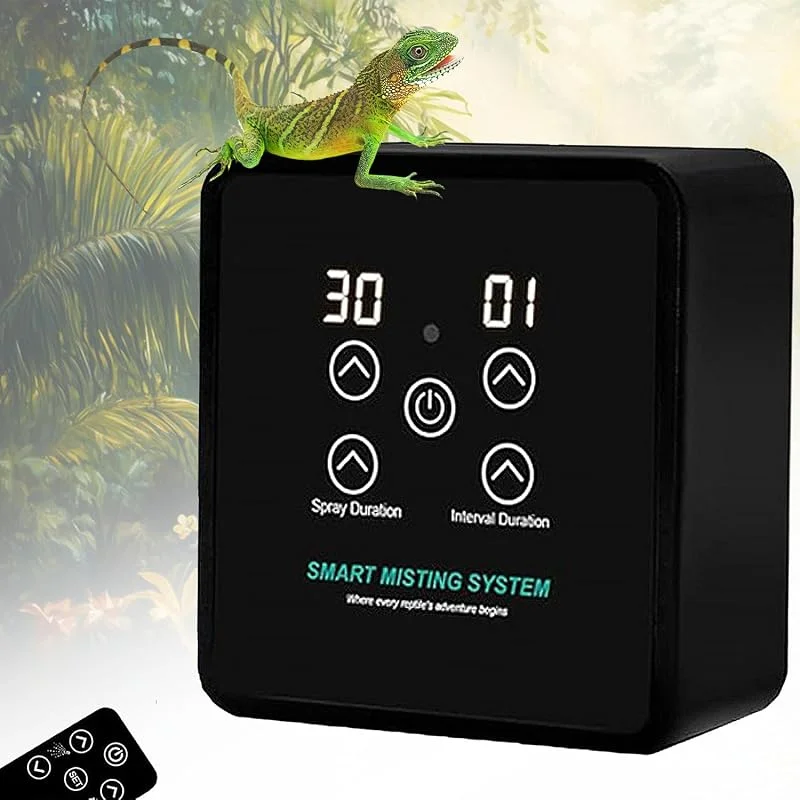 Sistema di bilanciamento rettile terrario intelligente rettile umidificatore con tubo con timer e ugelli spray regolabile a 360°, nebulizzatore terrario per piante anfibi