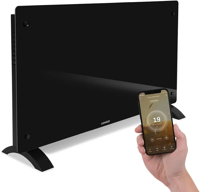 VONROC Termoconvettore Elettrico 2500W WiFi, con App, fino a 30m² Nero — Riscaldamento