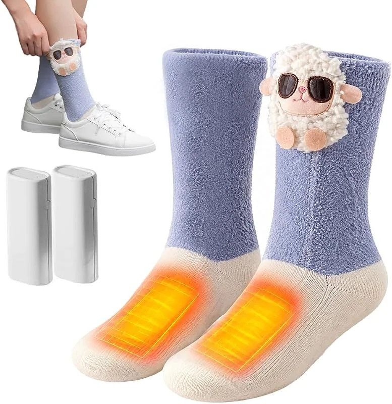 Calze Riscaldate, Calze Riscaldanti con 3 Temperature, 1800mAh* 2 Scaldapiedi Heated Socks Uomo Donna, Temperatura Massima 65℃ per Sci, Campeggio, Pesca, Ciclismo, Pattinaggio — Abbigliamento riscaldato