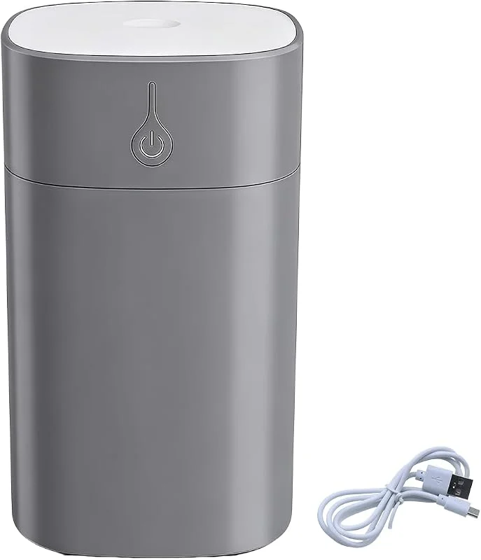 Sylen Mini umidificatore portatile, 400 ml, piccolo umidificatore per camera da letto, per piante, camera da letto, casa, grigio