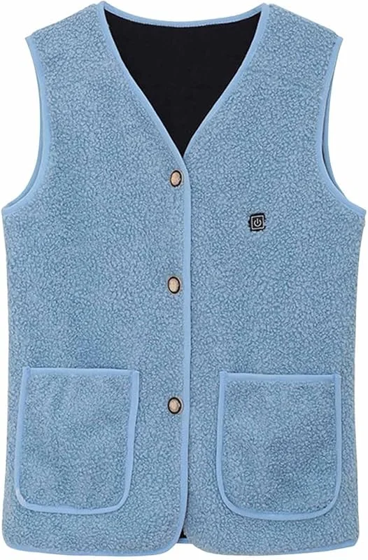 Gilet riscaldabile con scollo a V, unisex, 5 zone di riscaldamento, giacca riscaldata USB, con 3 livelli di temperatura, da donna, senza maniche, per escursioni, moto, caccia, campeggio, sci — Abbigliamento riscaldato