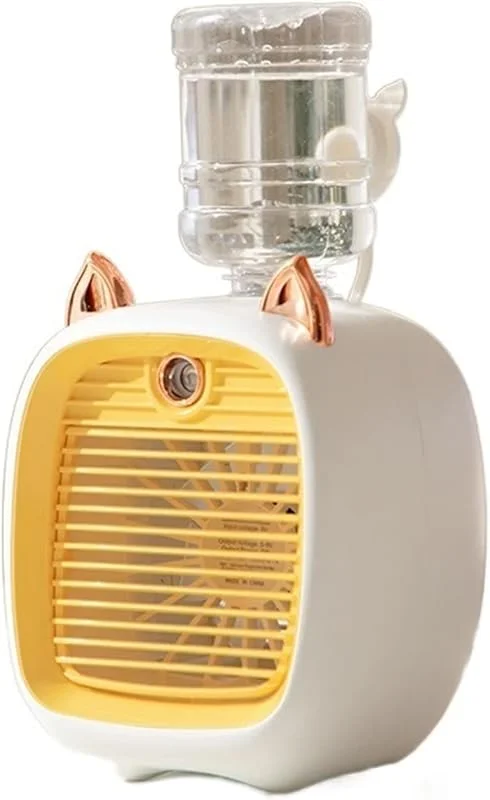Umidificatore 1200, 2400mAh Condizionatore d'aria Portatile Ventilatore da campeggio Ricaricabile Raffreddamento a spruzzo Simpatico umidificatore Fan Outdoor Home Umidificatore da Scrivania (Color