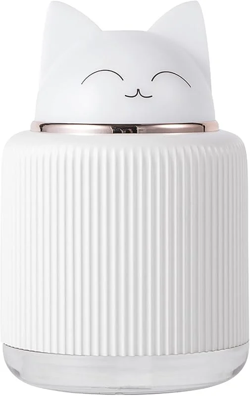 Umidificatore carino, mini umidificatore da scrivania con 2 modalità di nebbia, umidificatori USB piccoli da 300 ml con luce notturna per camera da letto, ufficio, scrivania da tavolo Mini per