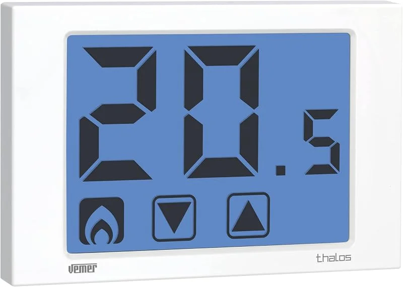 VEMER VE432100 THALOS - Termostato Ambiente da Parete, Display Touch Screen, Alimentazione a Batterie, Bianco — Riscaldamento