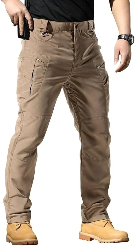 Pantaloni cargo da uomo, resistenti, ripstop, mimetici, militari, con tasche multiple, pantaloni tattici casual, gamba dritta, vestibilità regolare, pantaloni chino — Abbigliamento riscaldato