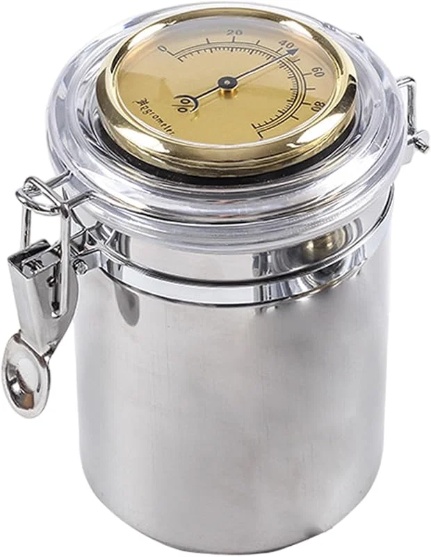 Humidor per sigari in acciaio inossidabile con igrometro e umidificatore, barattolo portatile per la conservazione del tabacco da pipa ermetico con serratura, controllo dell'umidità, fumatore