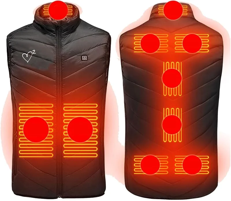 KHIRVWL Gilet Riscaldato Uomo e Donna Moto Gilet Riscaldante Elettrico a Nove Zone Invernale Unisex Stampato con Amore Giacca Riscaldante per Abbigliamento Riscaldante Più Dimensioni — Abbigliamento riscaldato