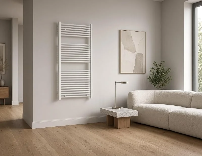 Scaldasalviette termoarredo 150x60 cm (int.55) bianco da bagno tubi dritti MICHALI — Riscaldamento