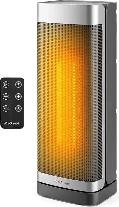 Pro Breeze Thermacube Stufetta Elettrica a Torre Oscillante 2000W – Termoventilatore Basso Consumo per Bagno e Casa, Riscaldamento, Ventilazione, Pannello Touch, Termostato Eco, Interruttore Sicurezza